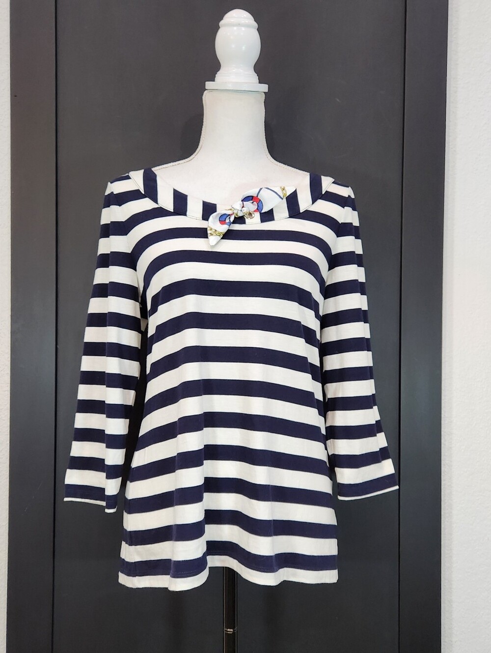 Talbots Nautical Striped Tunic Top Size M